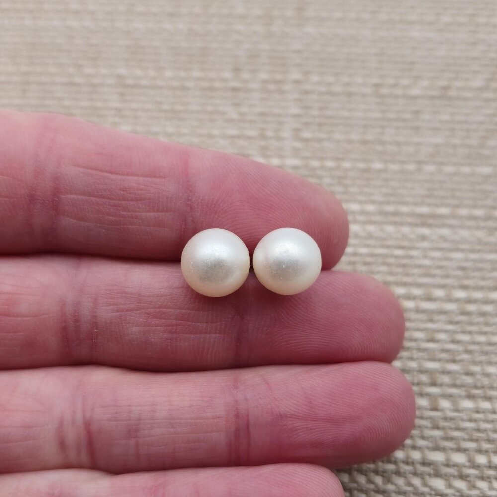 Sterling Silver Large Genuine Pearl Earrings A1843